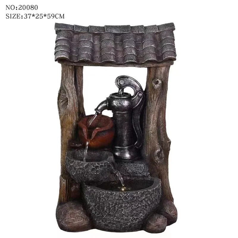 

American Country Style Factory Outlet Wholesale Simulation Fiberglass Fountain Resin Indoor Outdoor Water Fountain Garden Decor