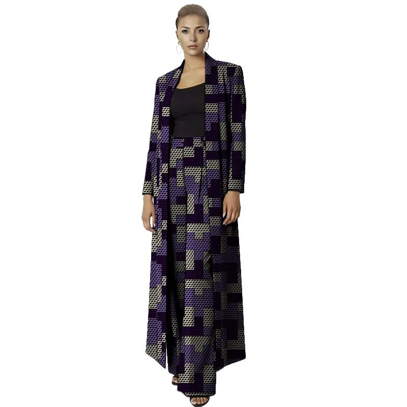 Original Design Print Women's Overcoat Set Elegant Long Blazer & Pant Ankara Outfits African Couture Custom Performance Costume