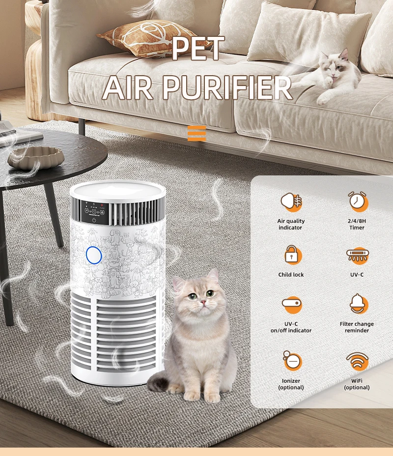 Pet Pro Air Purifier HEPA Filter for Pet Hair Dander and Odor Removal Clean Air Solution for Pet Owners Cleaner Fresher Home