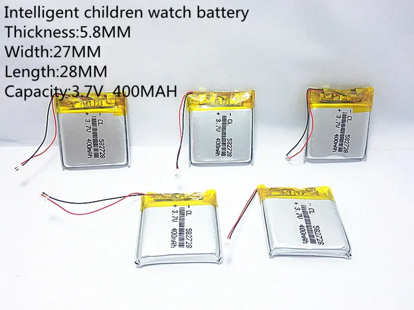 10pcs 3.7V 400mAh Li-Polymer Li-Ion แบตเตอรี่สําหรับ Q50 G700S K92 G36 Y3 เด็กนาฬิกาสมาร์ท mp3 582728 602828