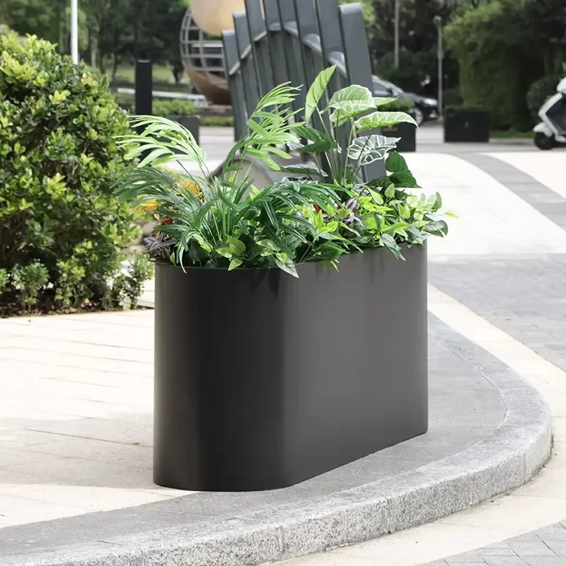 Customizable Round Metal Flower Pot with Bottom Drain Hole for Indoor Outdoor Garden Planting Decor Modern Style Durable
