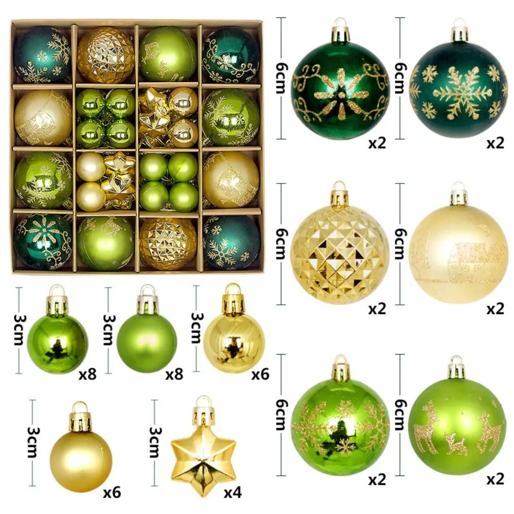 44PCS Durable Plastic Christmas Ball Set 3-6cm Suspensable Christmas Tree Balls 10 Colors Xmas Baubles Storefront