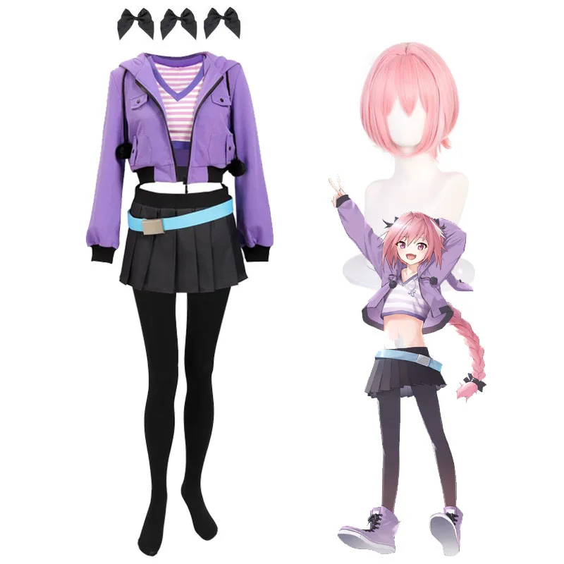 

Halloween FGO Astolfo Cosplay Costume Wigs Headwear Fate/Apocrypha Black Rider Astolfo's Casual Clothing Set For Daily Wear