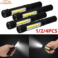 1/2/4X Multi-Function COB LED Portable Mini Pen Work Light Inspection Torches Magnetic Base Waterproof Used Camping Cycling Bar