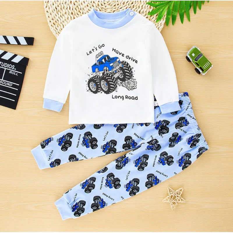 Long Johns Medium and Large Children's Pajamas Clothing Pajama Set Autumn and Winter Cotton Suit Long-sleeved Underwear