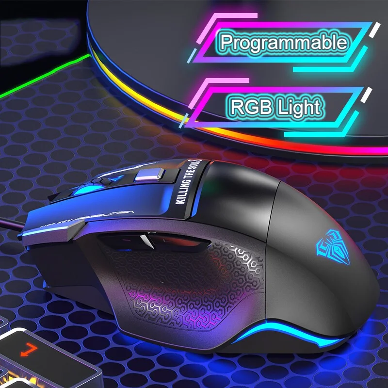 Mause 2400DPI rétro-éclairage souris d'ordinateur optique pour ordinateur portable PCWired Macro programmation souris de jeu e-sports mécanique 7 boutons