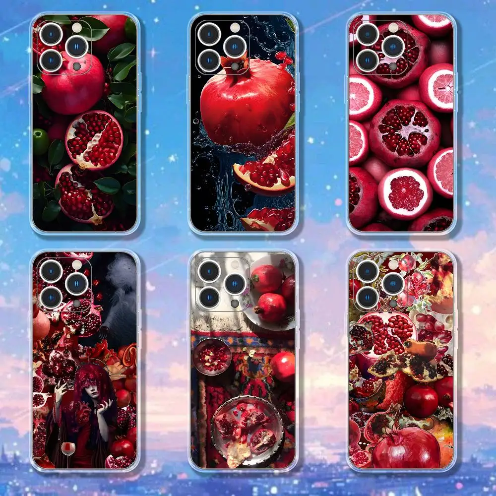 

Pomegranate ART Phone Case For iPhone 17,16,15,14,13,12,11 Pro,Max,Plus,X,XS,XR,SE4,E Mini Transparent Soft Cover
