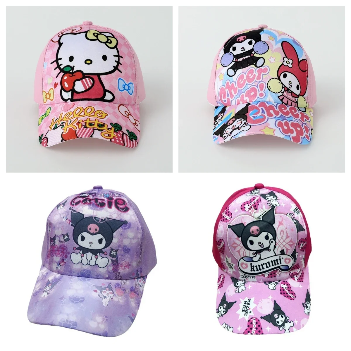 New Kuromi Hello Kitty Sanrio Baseball Cap Student Outdoor Sports Sunscreen Sun Hat Printed Breathable Adjustable Children Ca image 6