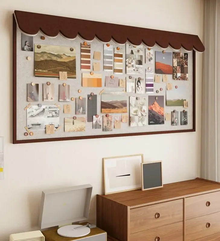 1pcs Stereoscopic eaves, felt board, photo wall, retro and high-end feel, customized wall stickers, soft wood board, message
