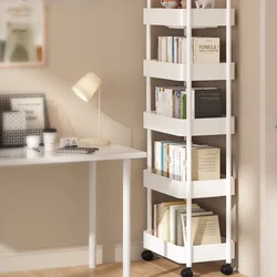 Multi storey Rolling Storage Rack with Wheels Movable Bathroom Cabinets Gap Organizer Shelf Storage Cart