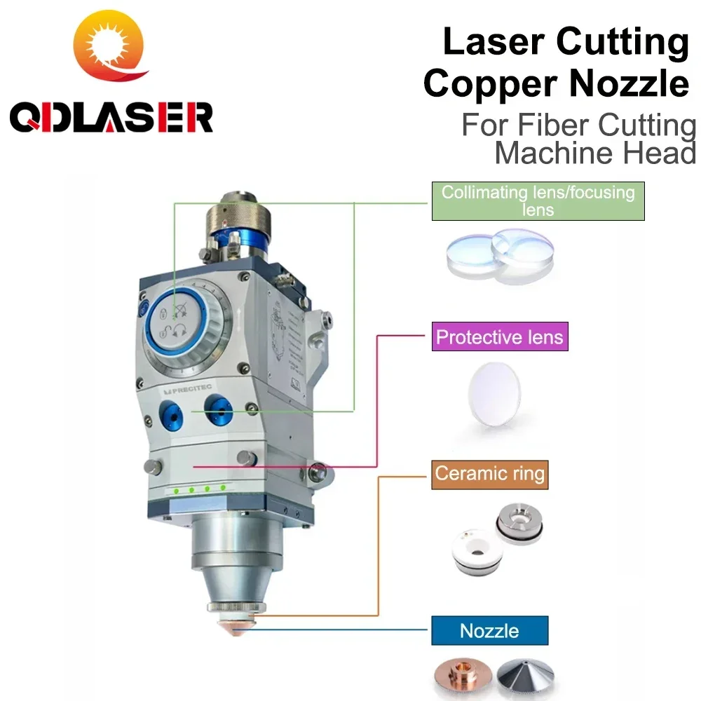 QDLASER M12 12mm Thread Copper Nozzle for Fiber Laser Cutting Head Machine Accessories Consumables