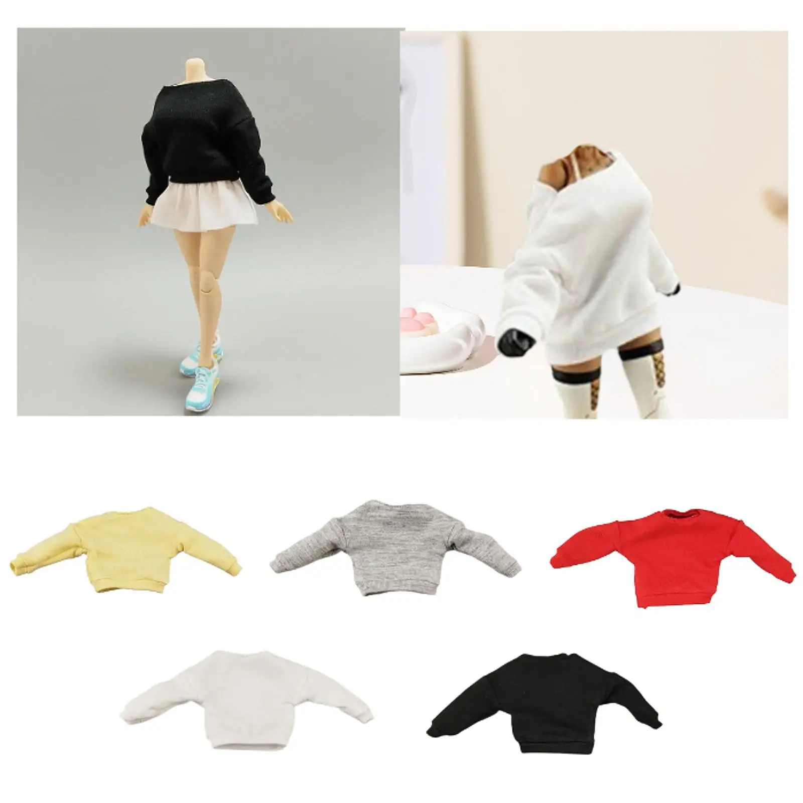 1/12 Scale Doll Sweater Dress up Clothes Model Decoration Photo Props Doll Clothing Doll Outifits for 6 inch Figure Body
