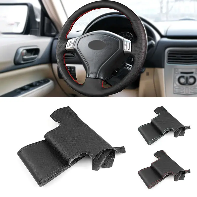 Braids on Steering Wheel For Subaru Forester Outback Legacy 2005 2006 2007 Car Steering Wheel Hand Stitched Leather Cover Trim