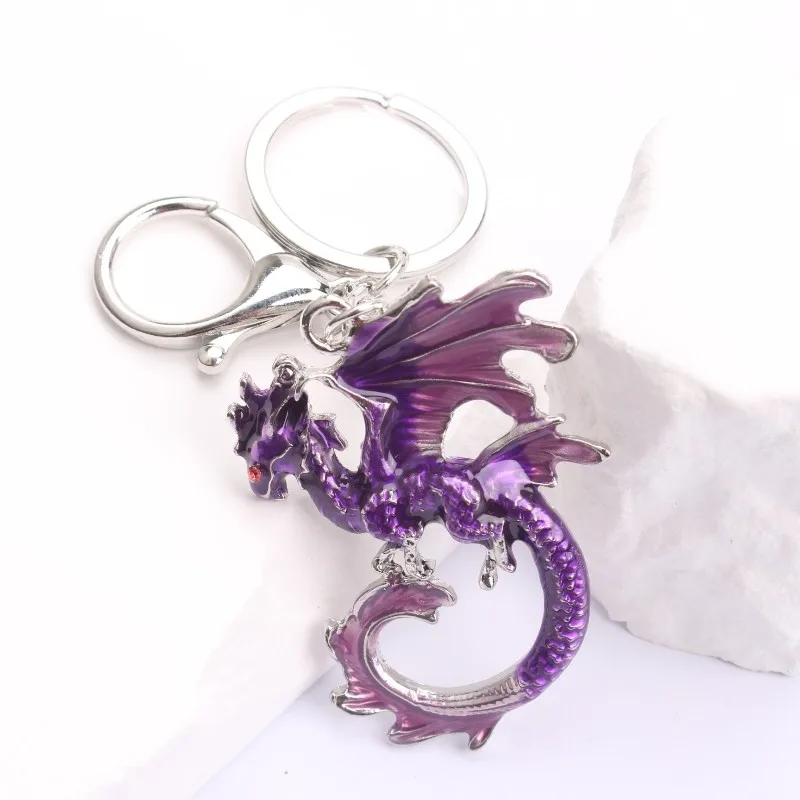 Purple Dragon Keychain: Mystical Decor Accessory, Enchanting Gift