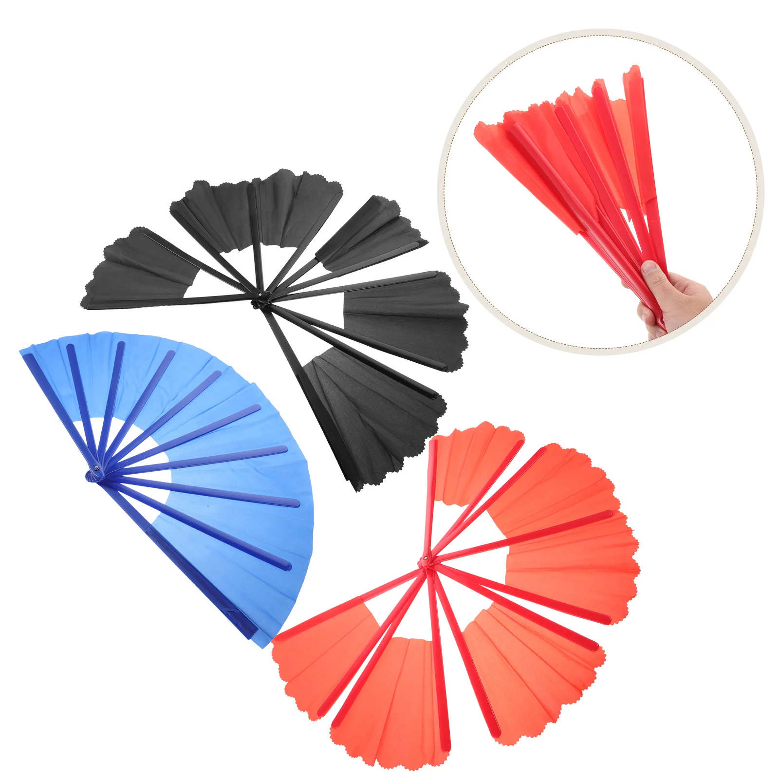 

3pcs Trick Fan Prop Multicolor Breakaway Handheld Folding Fan Instant Restoration Illusion Gimmick For Stage Show Party