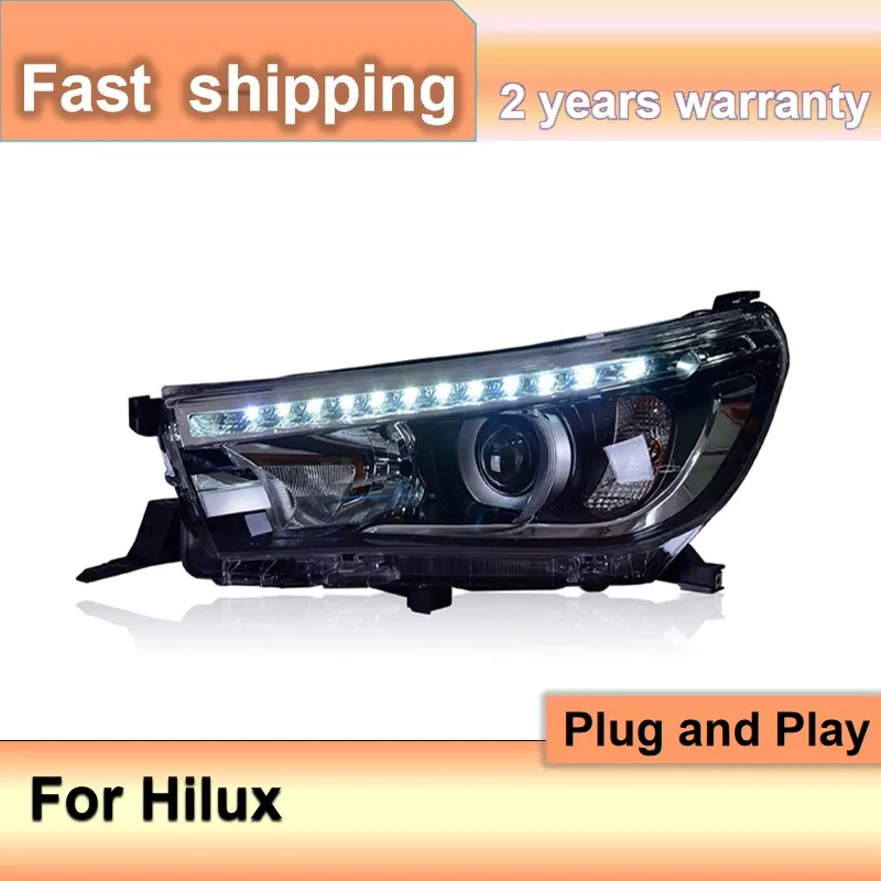 Car Accessories for Toyota Hilux Head Lights 2015 New Hilux Revo Vigo Headlight DRL Bi Xenon Lens High Low Beam Parking