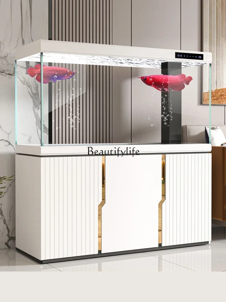 

yj9 2024 Living Room Screen Light Luxury Fish Tank Large Home Partition Super White Glass Bottom Filter Fish Tank