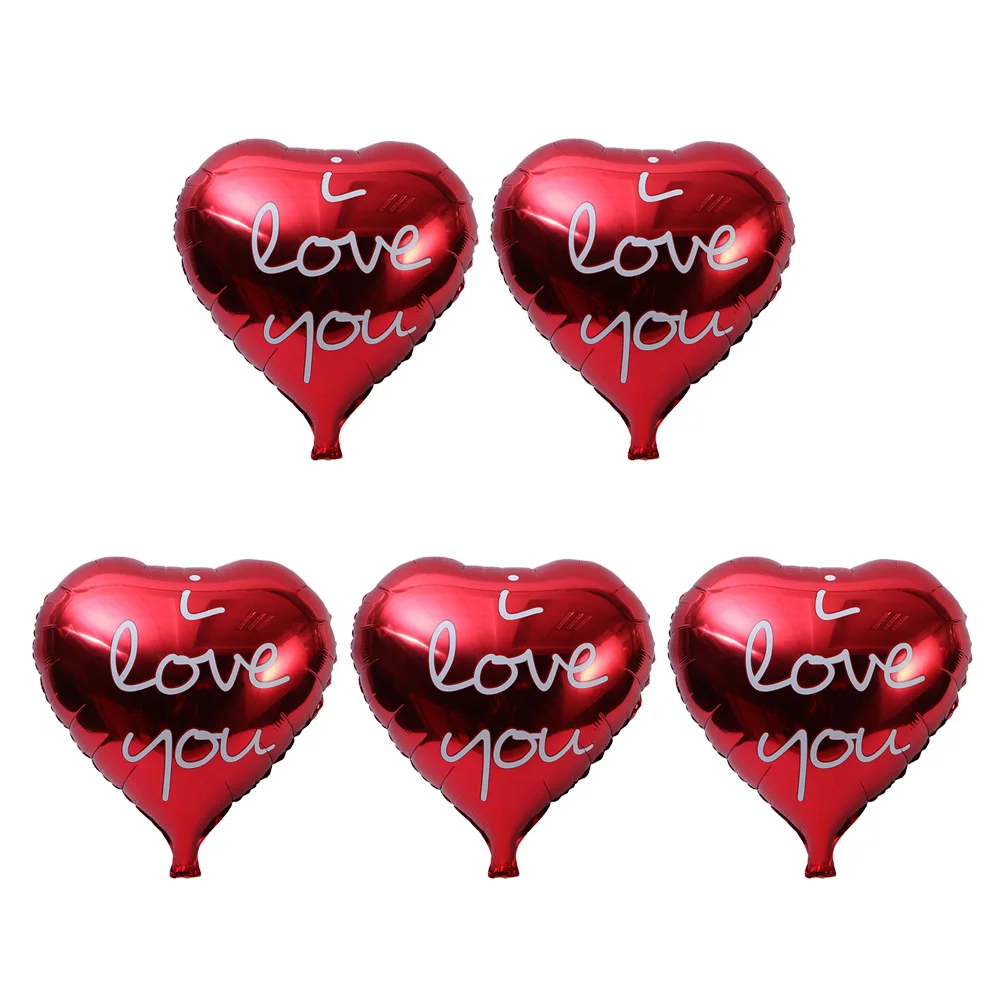 

5 Pcs Heart Shaped Balloon Aluminum Foil Valentine's Day Balloons Number Wedding Decoration Film Ballons Romantic Red