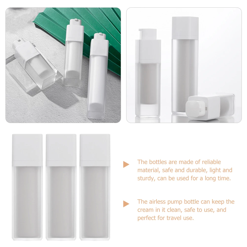

3Pcs Airless Pump Bottle Set Compact Refillable Lotion Containers for Cream Serum Travel Use Matte Finish Storage