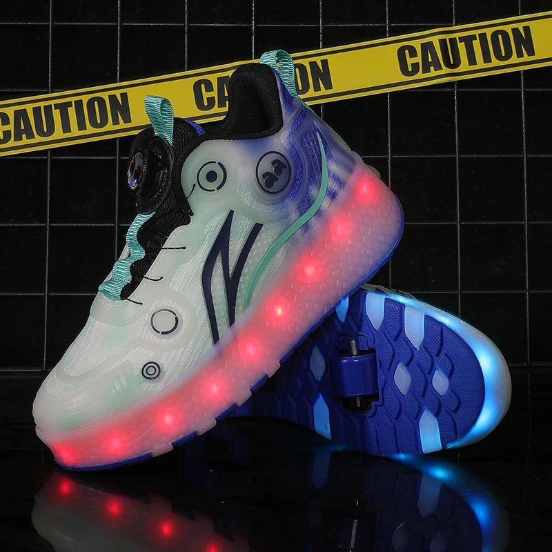 Childrens Roller Skating Shoes High-quality LED Night Light Shoes USB Charging Casual Flat Skate Shoes for Kids Sneakers