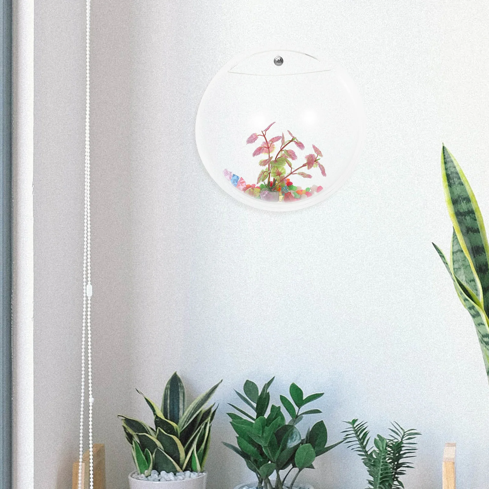 

Mounted Acrylic Wall Vase Bowl Acrylic Hanging Aquarium Clear Wall Plant Pot Vase For Home Office Coffee Bar Decor