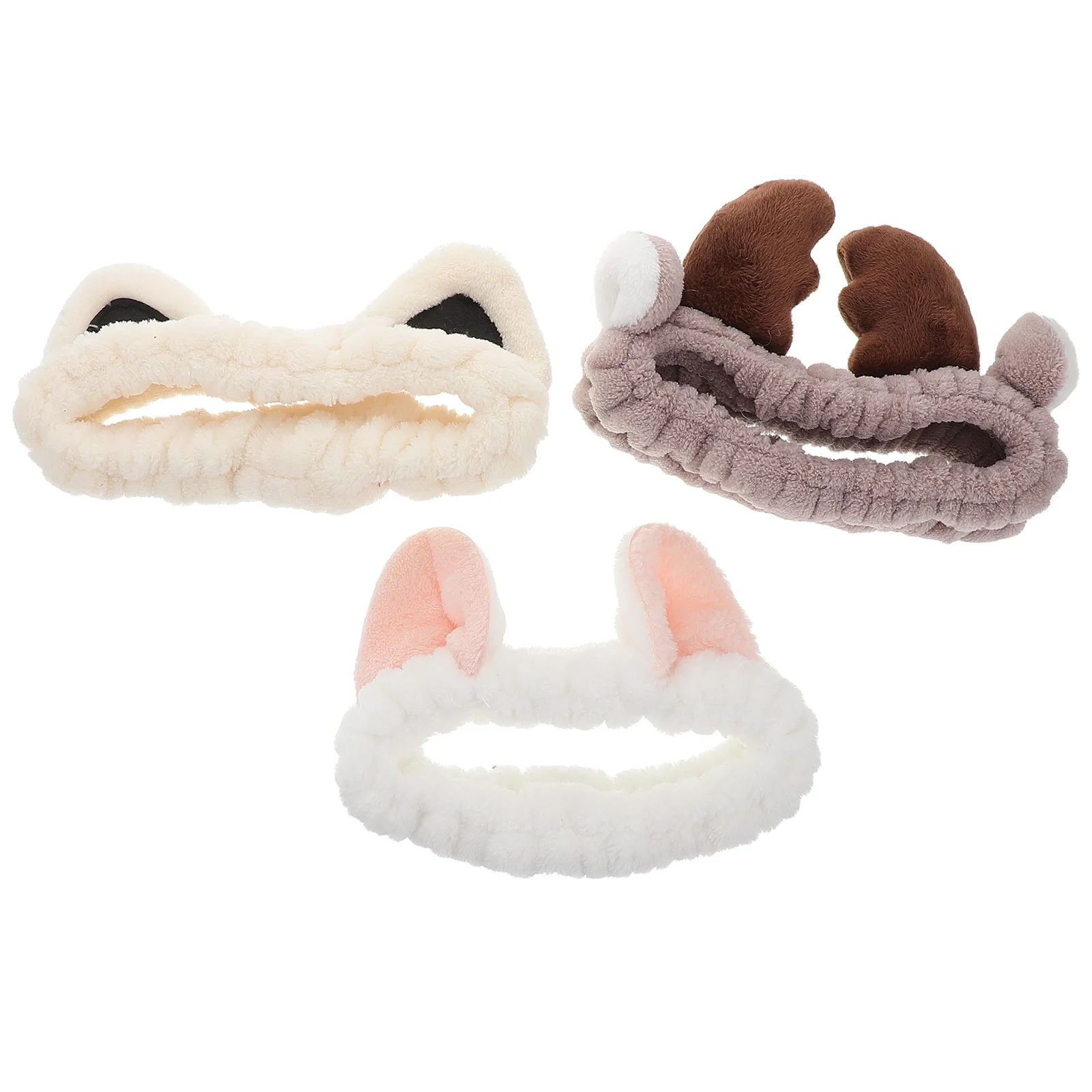 

3Pcs Face Washing Hairband Cute Cat Ears Soft Elastic Spa Headband Skincare Hair Accessories for Women Trendy Animal Charm