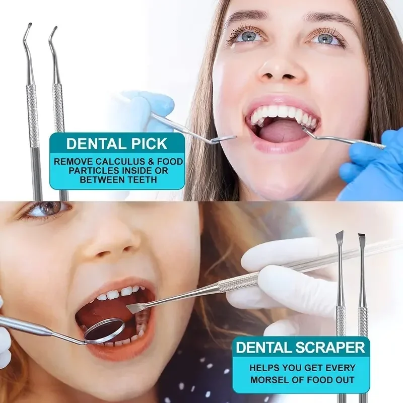 6 pezzi in acciaio inossidabile dentista strumenti orali pulizia filo interdentale rimozione tartaro facile da pulire non facile da rompere cura dello specchio orale dentale