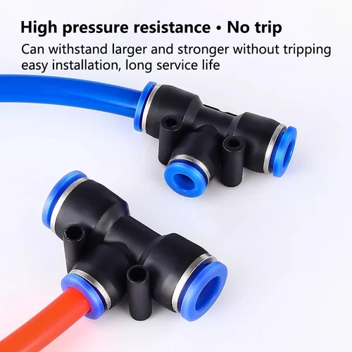 Imagen 2 del producto Conector de aire neumático de clavija de PE de 50/100/500 piezas, reductor en T de ajuste rápido, conector de manguera de plástico de 3 vías en forma de T, 4/6/8/10/12mm