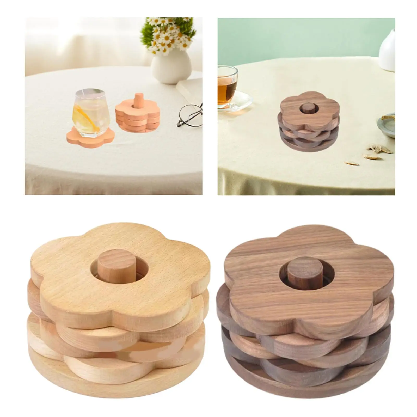 Houten onderzetters Bekeronderzetters Houten bekermat Tafelbescherming Onderzetters met houder voor theebar Mokken Thuis eettafel