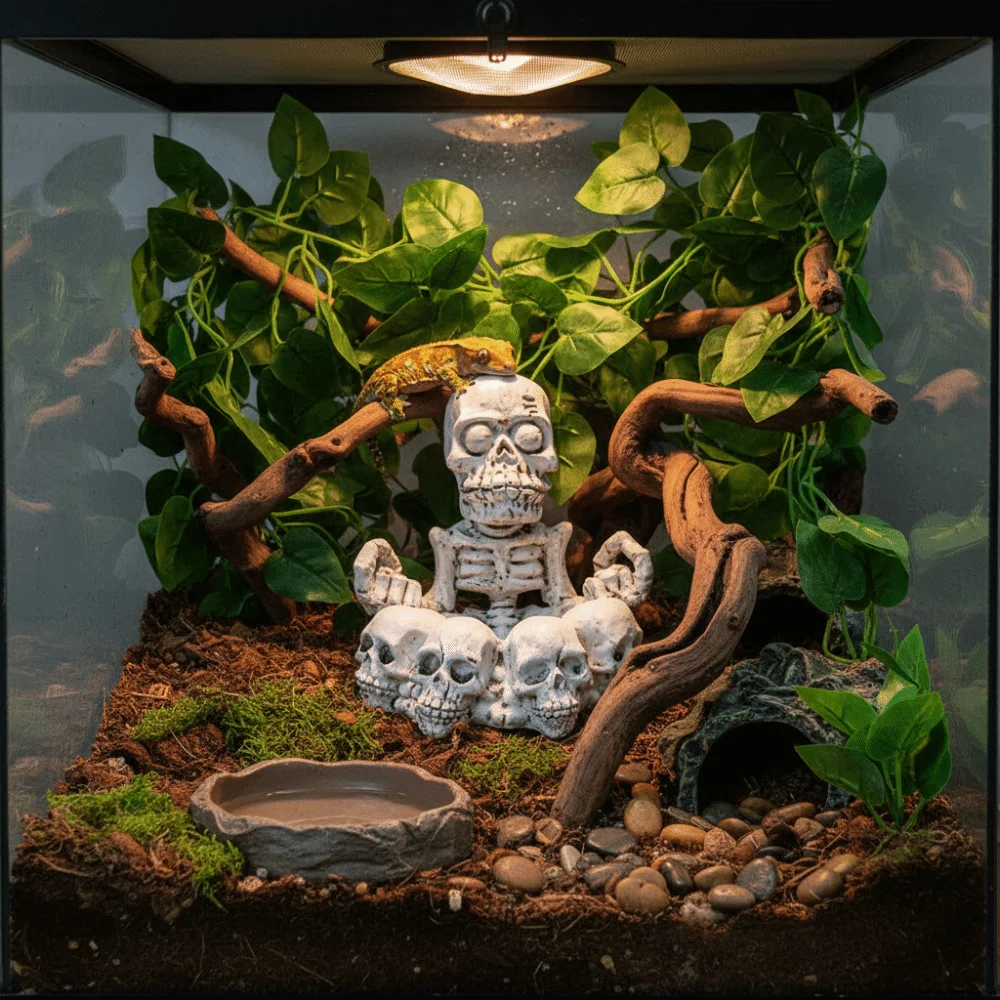 Resin Cross-legged Skeleton Aquarium Bubbler with Aeration Bubble Stone Simulated Reptile Tank Skeleton Ornament Oxygen-Boosting