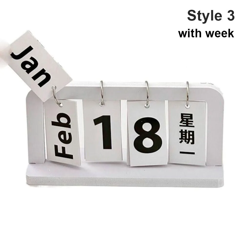 

1Pcs Page Turning Wooden Calendar Ornament Month Date Display Simple Desk Calendar Craft Prop Office Desktop Home Decoration