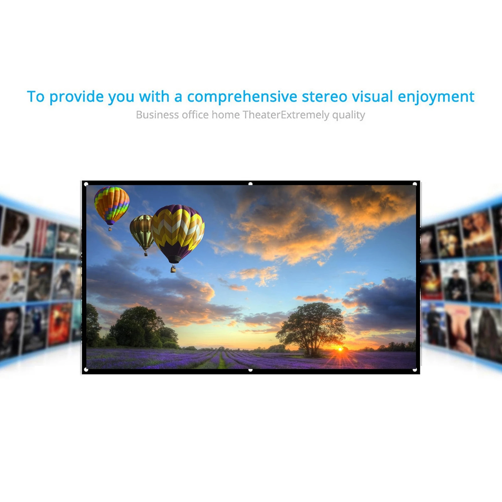 ZK30 120 inch 16:9 Projection Screen Portable HD Projection Screen Foldable Wall Mount, Home Theater, Office, Indoor and Outdoor