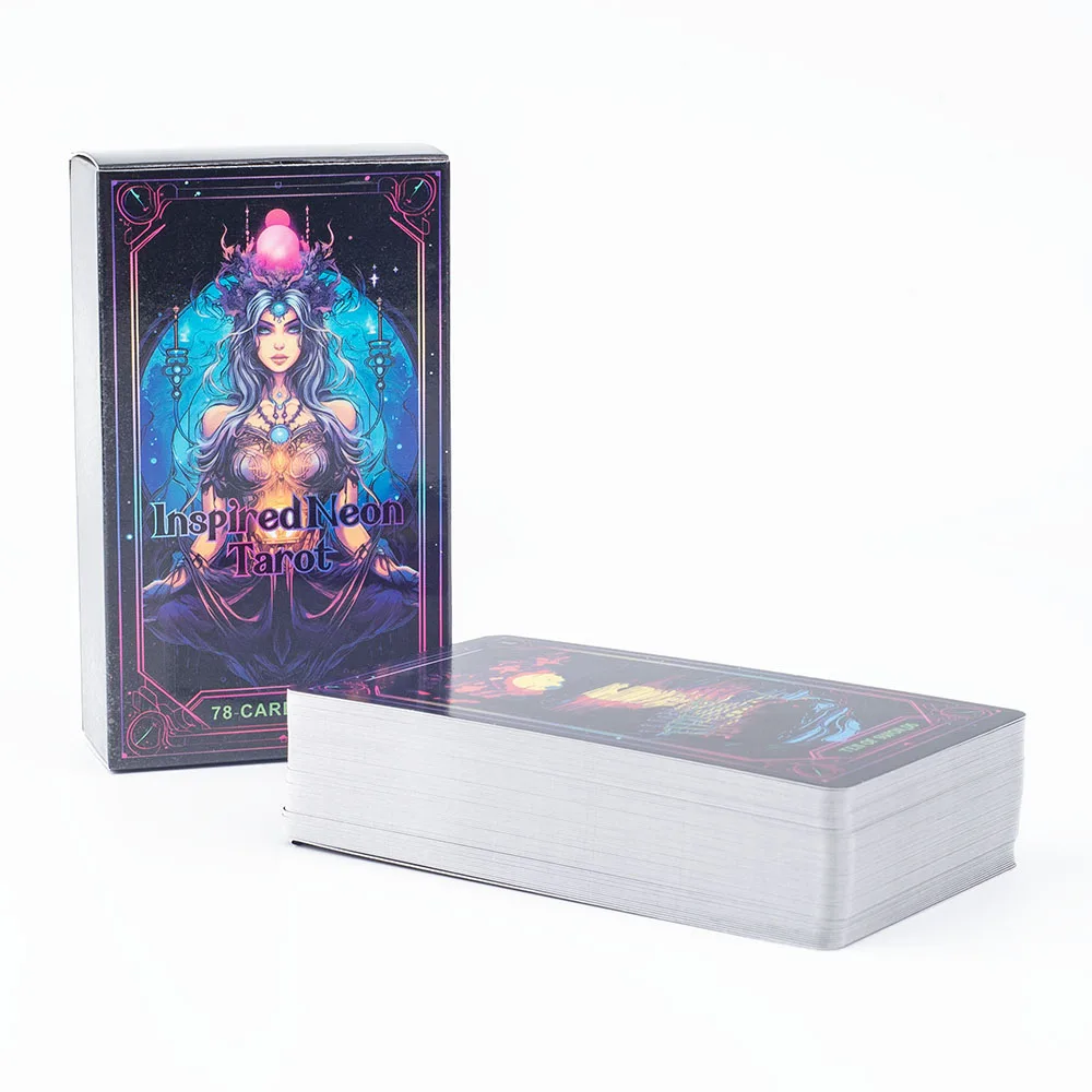 Inspired Neon Tarot Cards 10.3*6Cm English Visions Divination Edition Deck Board Playing Games 78Cards