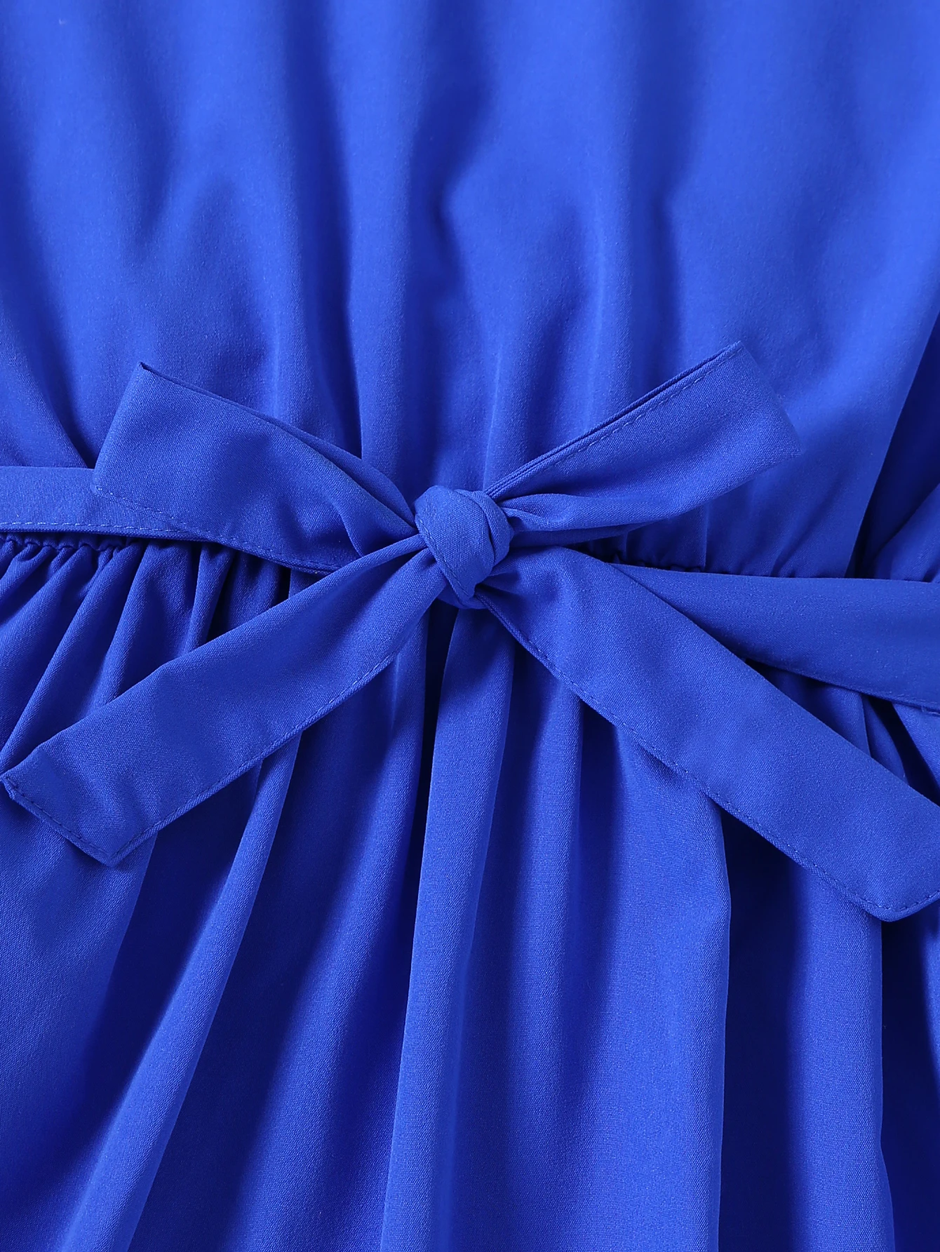 Mädchen-Urlaub, Freizeit, tägliche Ausflüge, doppellagiges Lotusblatt-Ärmel, einfarbiges Baumwollkleid mit Gürtel im Lieferumfang enthalten – Detail 6