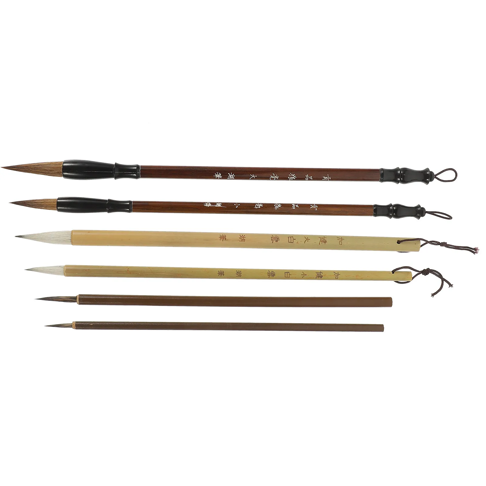 6Pcs Chinese Calligraphy Brush Set Traditional Handmade Ink Painting Brushes for Beginners Fine Stroke Control Strong Hair