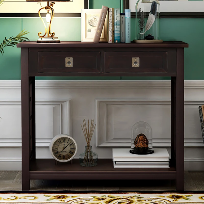 GERICCO Console Table with 2 Drawers Unique Geometric Design Entryway Accents Sofa Table for Living Room Vintage Hallway Tables