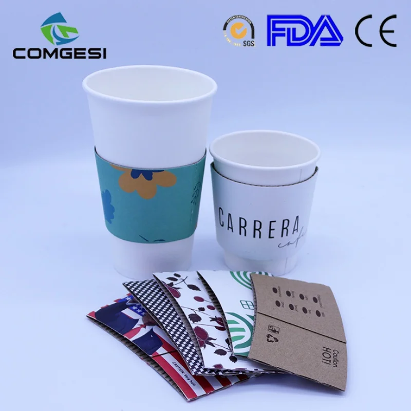 Luva de papel para café quente, produto personalizado, logotipo de impressão personalizado, atacado, descartável