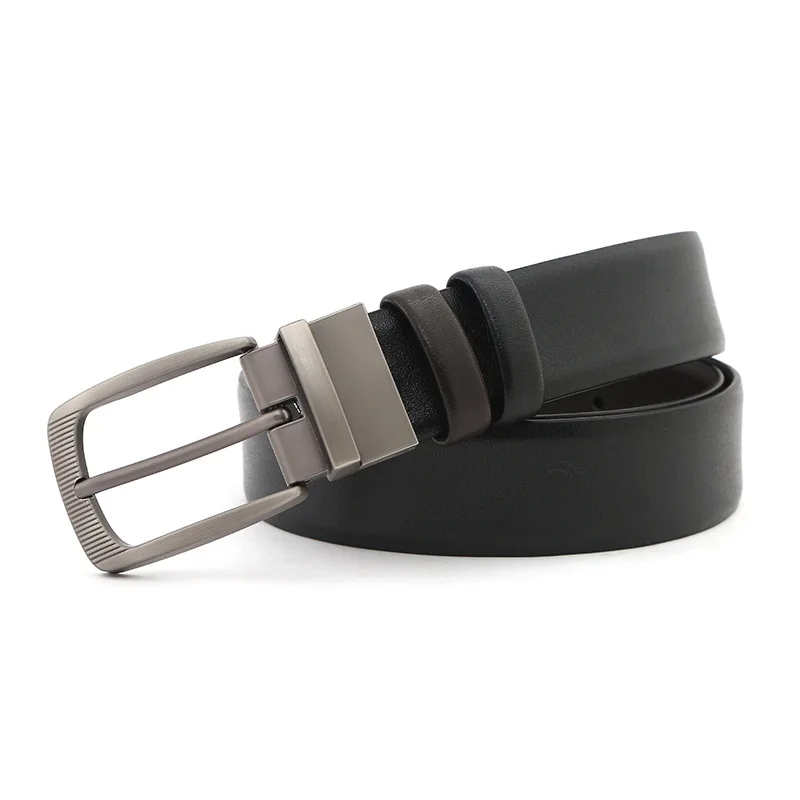 Classic Business Mens Belt Reversible Leather Waistband Adjustable Pin Buckle Durable Strap Stylish Professional Accessory