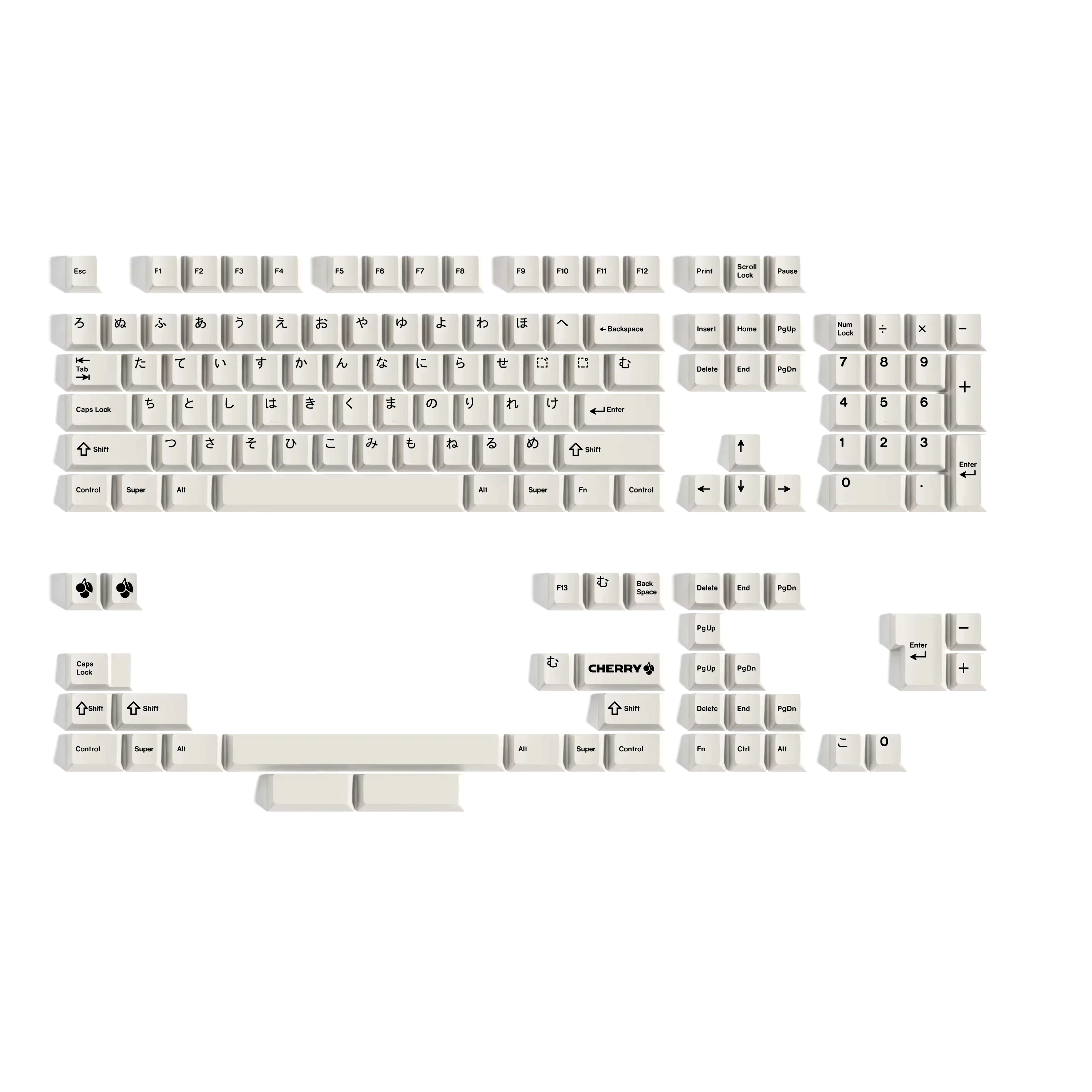 

144 Keys Retro French Korean Hiragana Keycaps Zhuyin Cherry Profile PBT Dye Sublimation Keycap For MX Keyboard Split Spaces