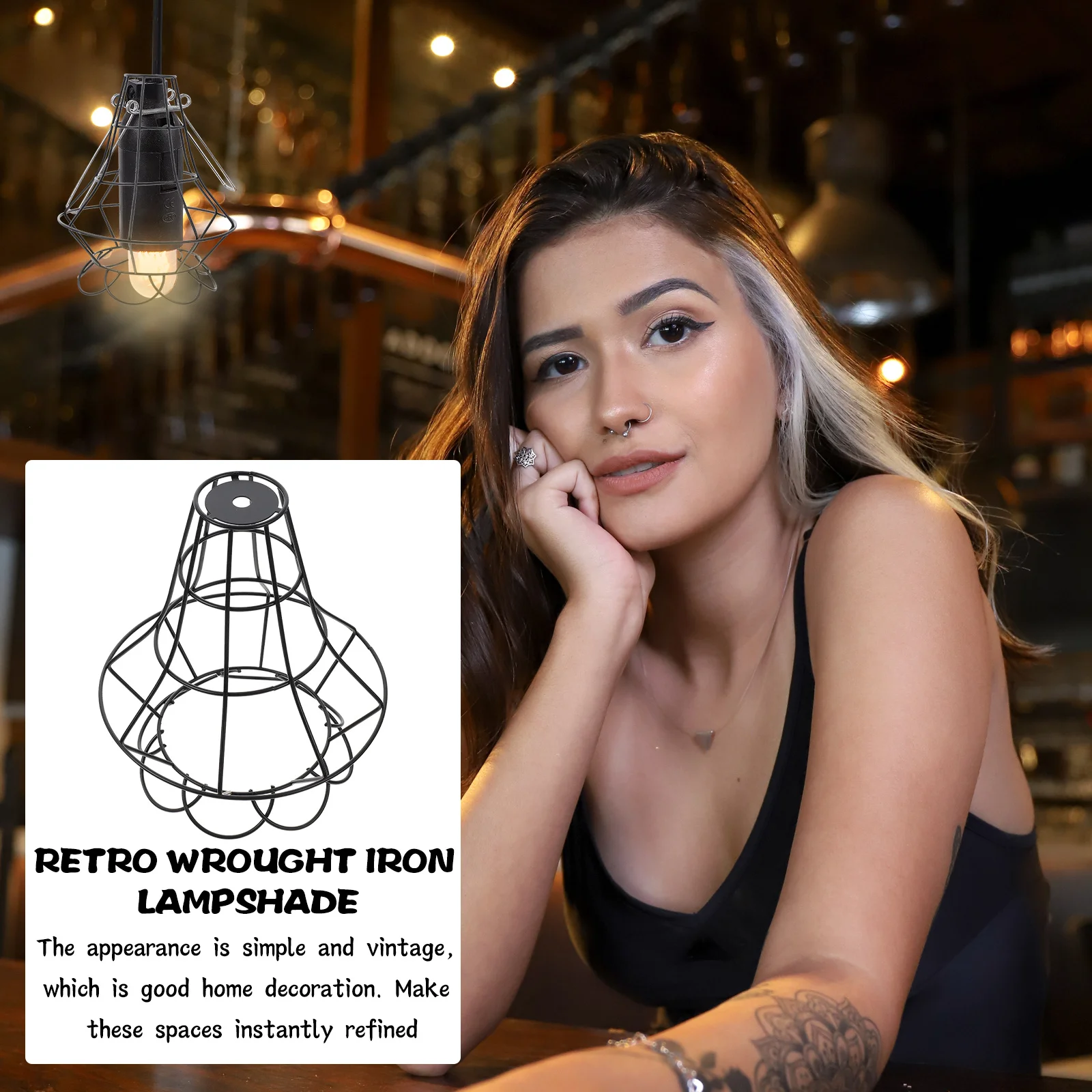 

Exquisite Iron Art Lampshade Retro Birdcage Design Wall Pendant Light Decor for Home Hotel Bar Bedroom Study Library Premium