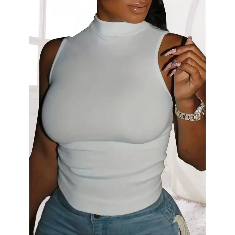 

Плюс размер, новый женский тренировочный топ, женская тонкая короткая футболка без рукавов, спортивный жилет для йоги, пупок, полувысокий воротник