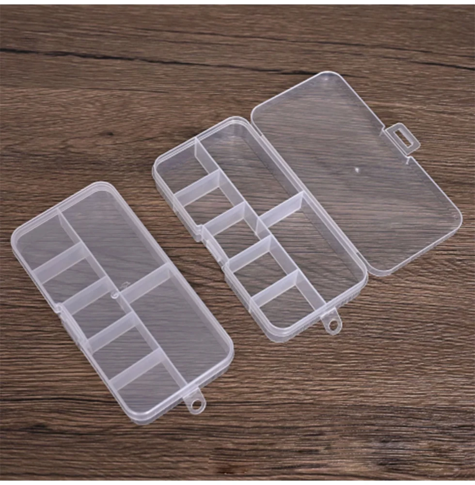 Fixed 7-grid rectangular storage box for rings earrings nail tips desk organization beads hooks buttons plastic box