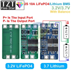 TZT BMS 2S 3.2V 3.7V 10A LiFePO4 / Lithium Battery Charge Protection Board 6.4V 7.2V 18650 32650 Battery Packs With Balance