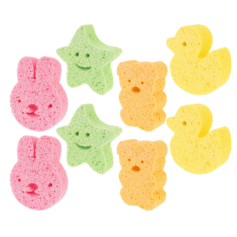 

8 шт., детская губка для ванны, мягкая натуральная древесная целлюлоза, скруббер, удобная чистка душа для новорожденных, время ванны