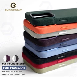 Luxury Fiber Leather For Magsafe Case For iPhone 16 Pro Max 16Plus 16pro Camera Button Magnetic Wireless Charge Shockproof Cover