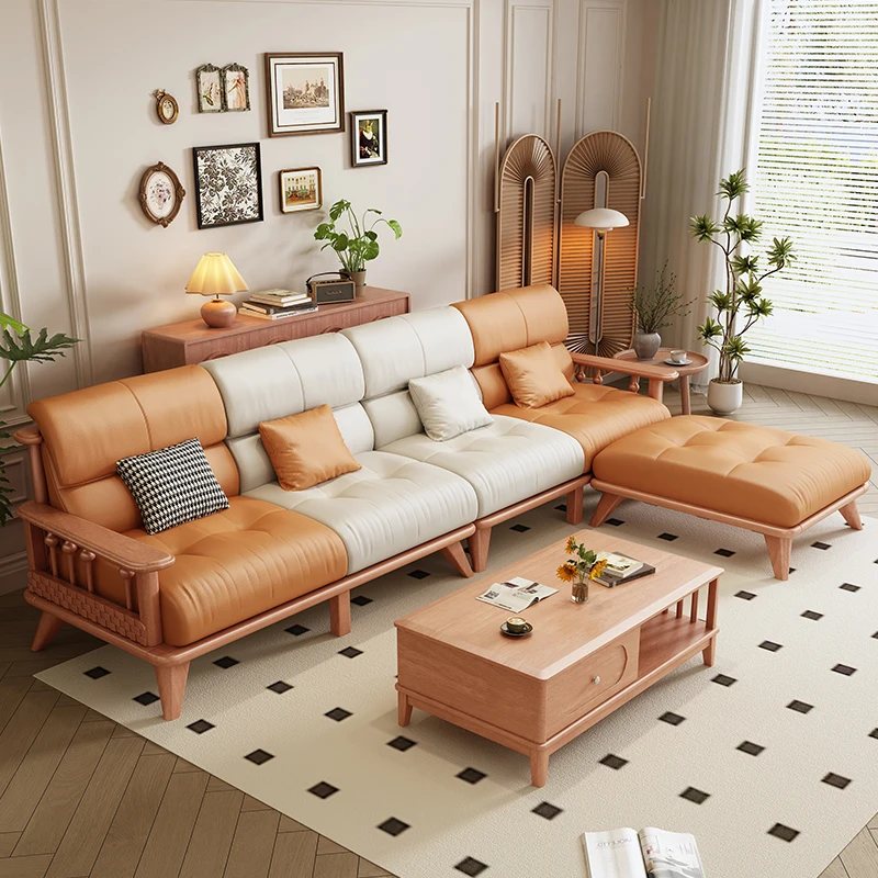 Nordic walnut all-solid wood cloud sofa modern simple winter and summer light luxury log furniture