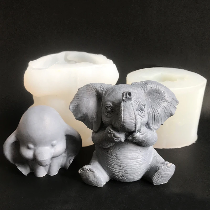 Cute Elephant Silicone Candle Mold 3D Animal Crafts Decoration Resin Plaster Soap Making Tool DIY Chocolate Ice Cube Baking Mold