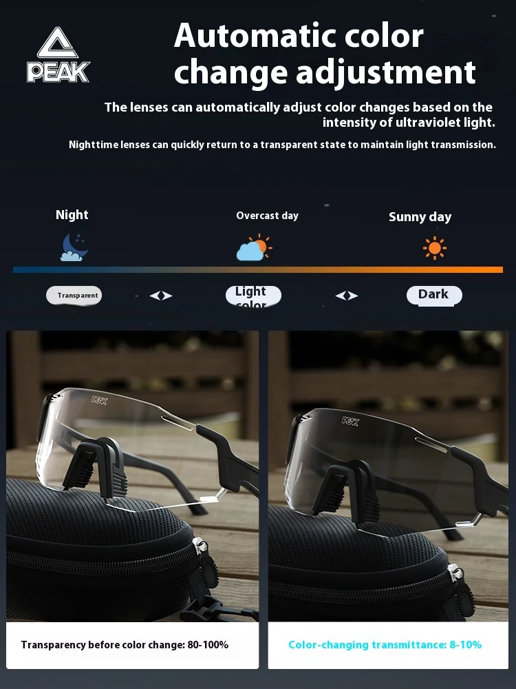 Cycling glasses color-changing sports running mountaineering windproof sand eye protection day and night high definition