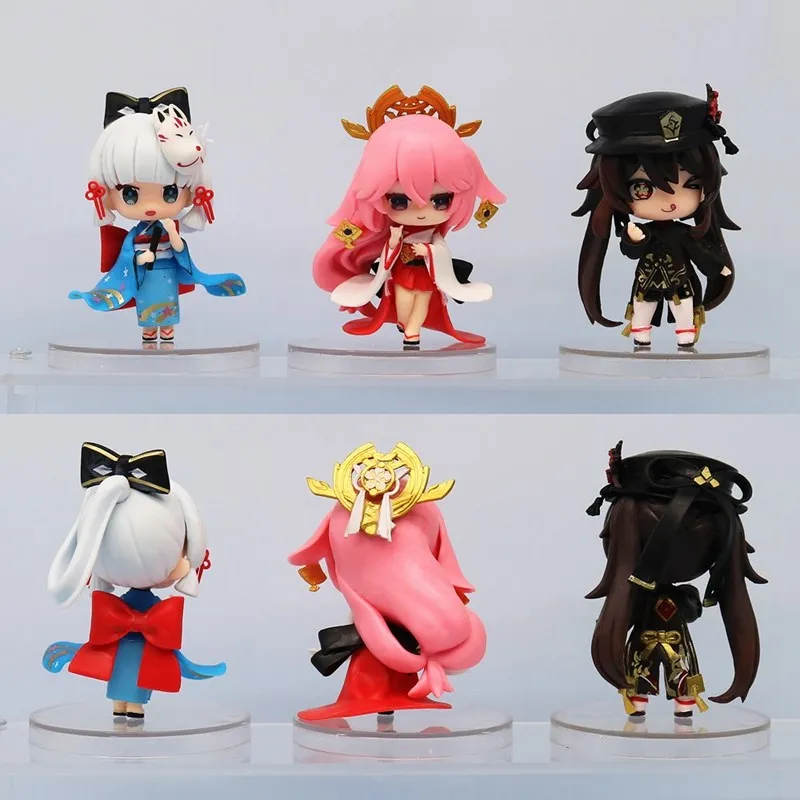 Genshin Impact Klee Yae Miko Raiden Shogun Anime Figure PVC 6Pcs/ Set Cute Model Collection Oranments Toy Gift 10CM