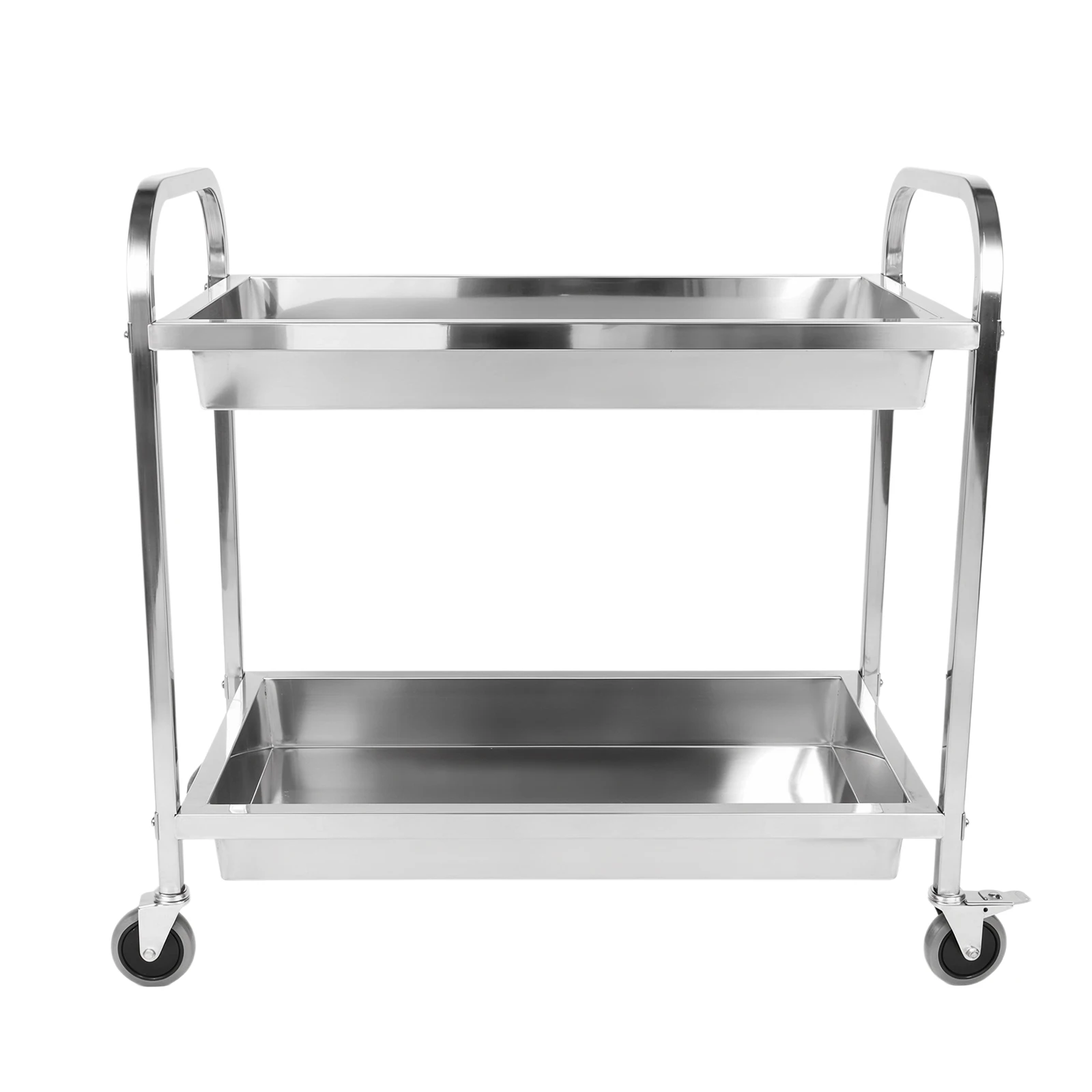 

Двухуровневая ресторанная тележка с ручкой и колесами Коммерческая сверхмощная тележка на колесиках для ресторанной больничной лаборатории и дома